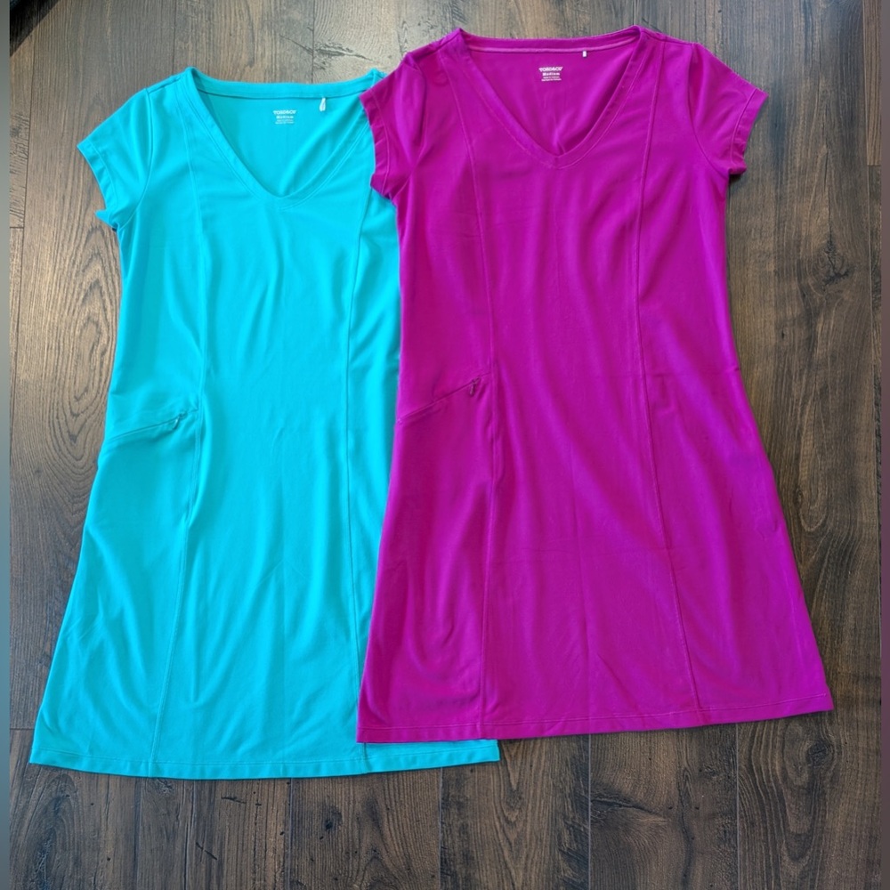 Toad&Co Bundle of TWO Tomboy Tech Dresses Pink and Blue Size Medium